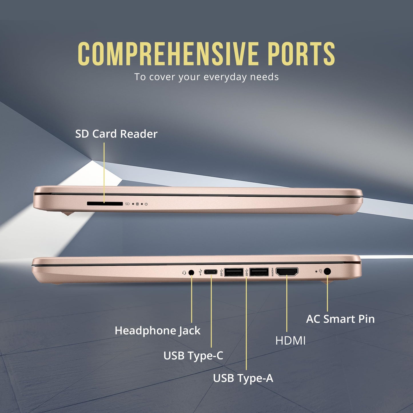HP Stream 14" HD BrightView Laptop, Intel Processor N150, 16GB RAM, 416GB Storage