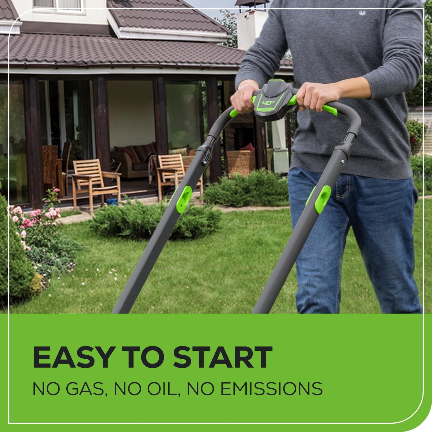 Greenworks 40V 16" Cordless Lawn Mower with 4.0Ah Battery & Charger