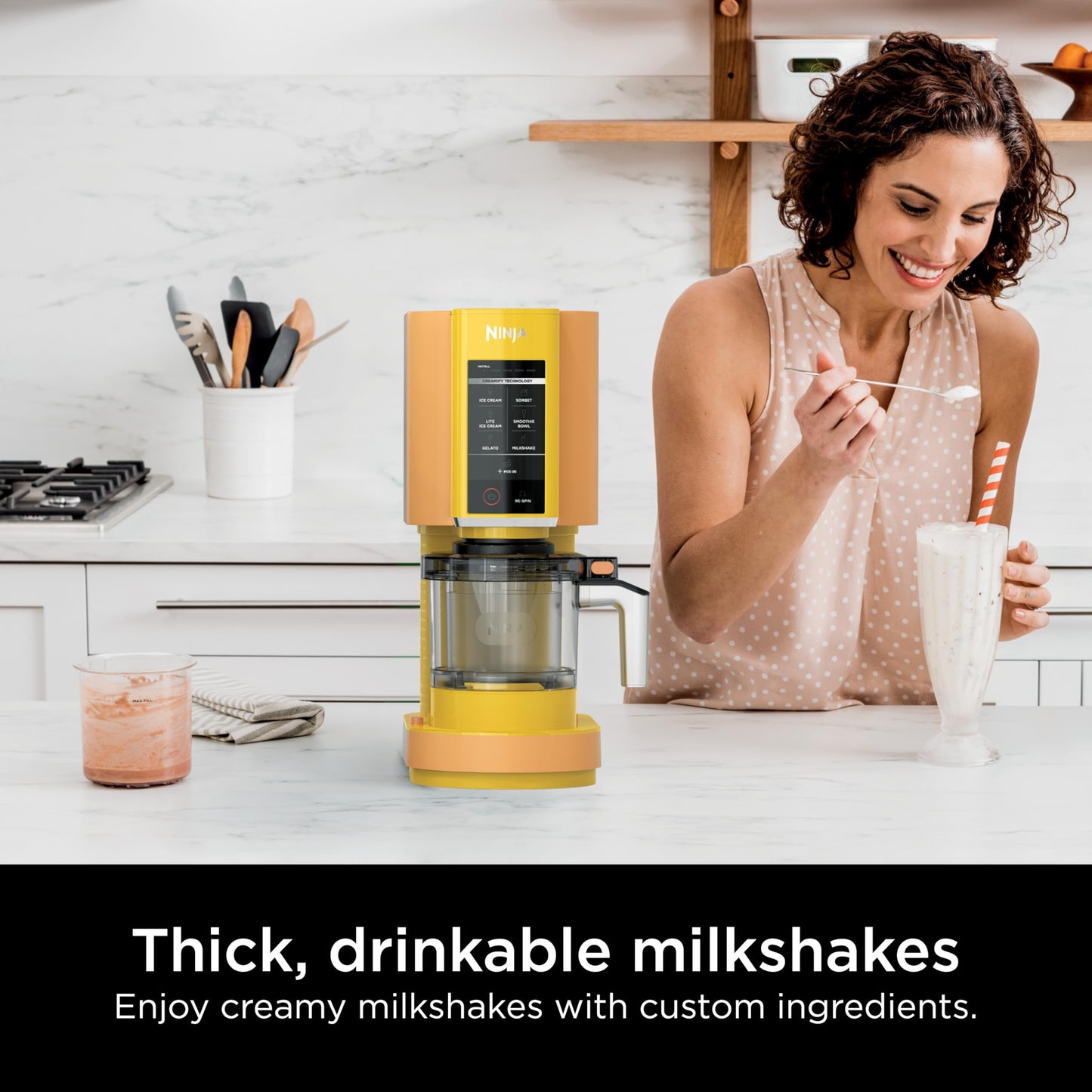 Ninja NC301 CREAMi Ice Cream Maker, for Gelato, Mix-ins, Milkshakes, Sorbet, Smoothie Bowls & More, 7 One-Touch Programs, with (2) Pint Containers & Lids, Compact Size, Perfect for Kids, Silver