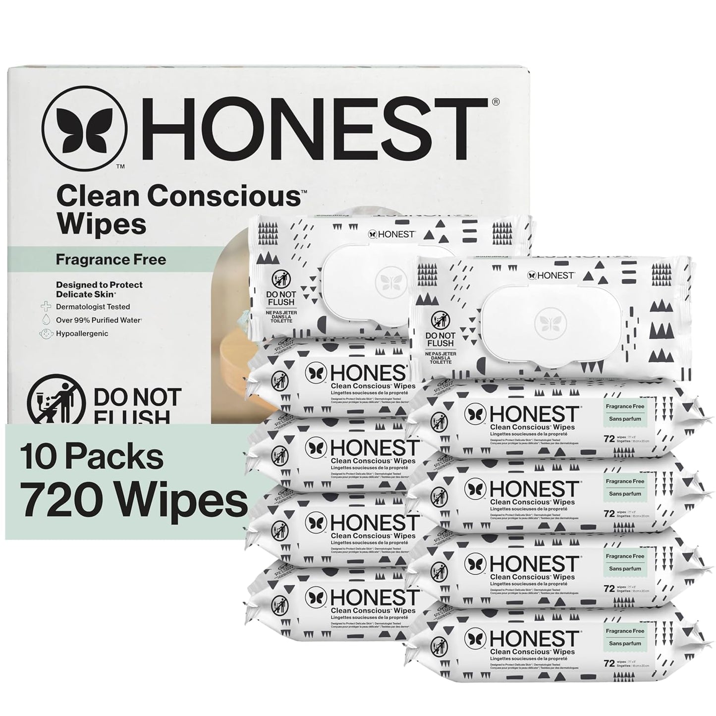 The Honest Company Clean Conscious Multi-Use Wipes, Unscented Hypoallergenic Baby Wipes