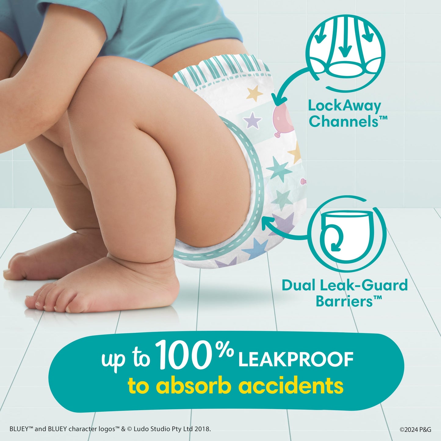 Pampers Training Pants - Easy Ups Boys & Girls Bluey - Size 3T-4T, 124 Count