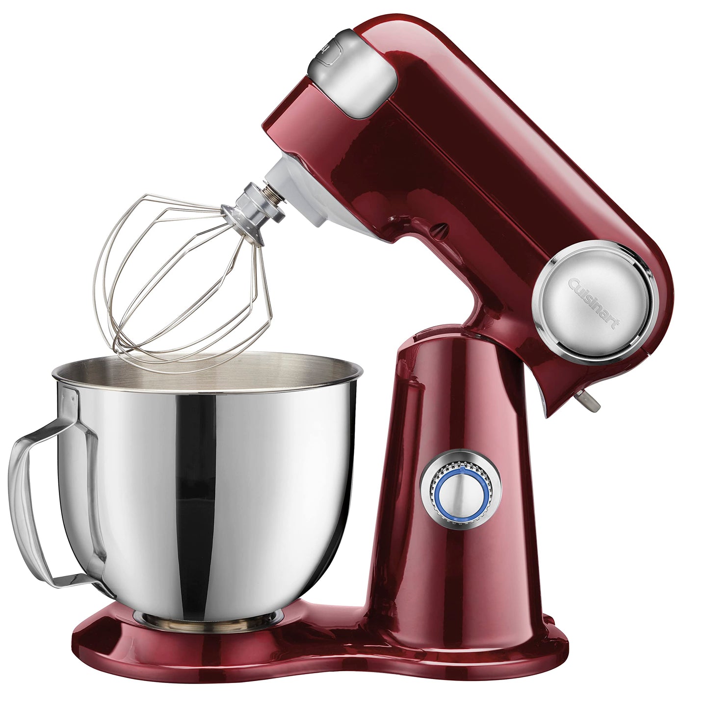 Cuisinart Stand Mixer, 12 Speeds, 5.5-Quart Mixing Bowl, Chef's Whisk, Flat Mixing Paddle, Dough Hook, and Splash Guard with Pour Spout, Silver Lining, SM-50BC, Silver Lining