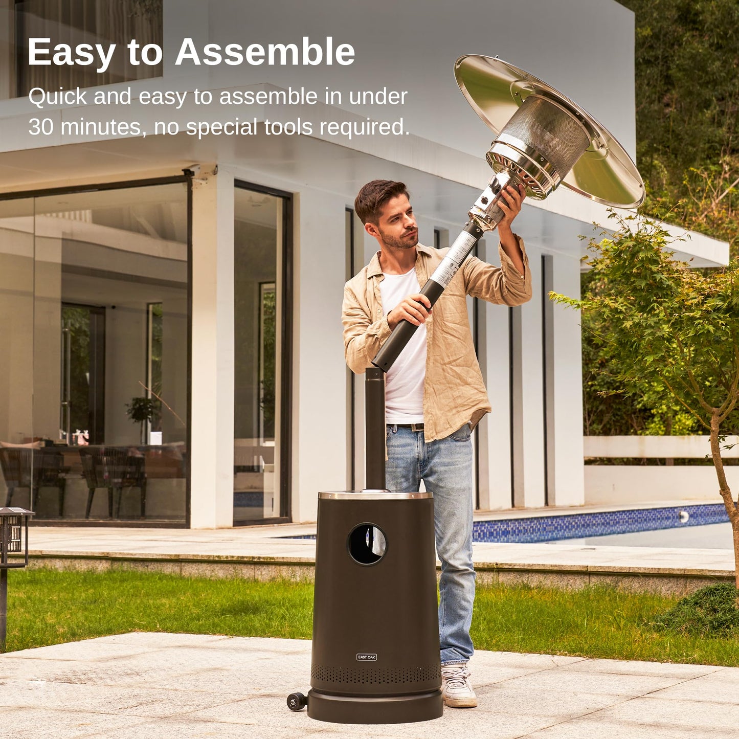 EAST OAK 50,000 BTU Patio Heater with Sand Box, Table Design