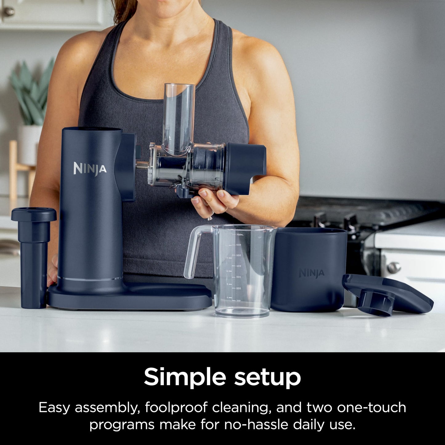 Ninja NeverClog Cold Press Juicer, Powerful Slow Juicer with Total Pulp Control, Countertop, Electric, 2 Pulp Functions, Dishwasher Safe, 2nd Generation, Charcoal, JC151