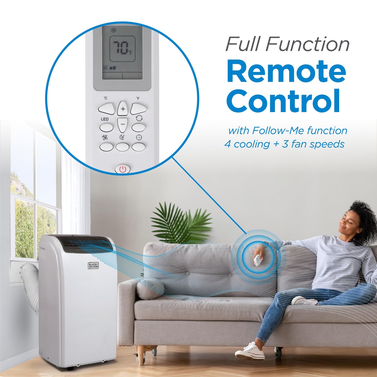 BLACK+DECKER Portable Air Conditioner, 8,000 BTU Rooms up to 400 Sq. Ft