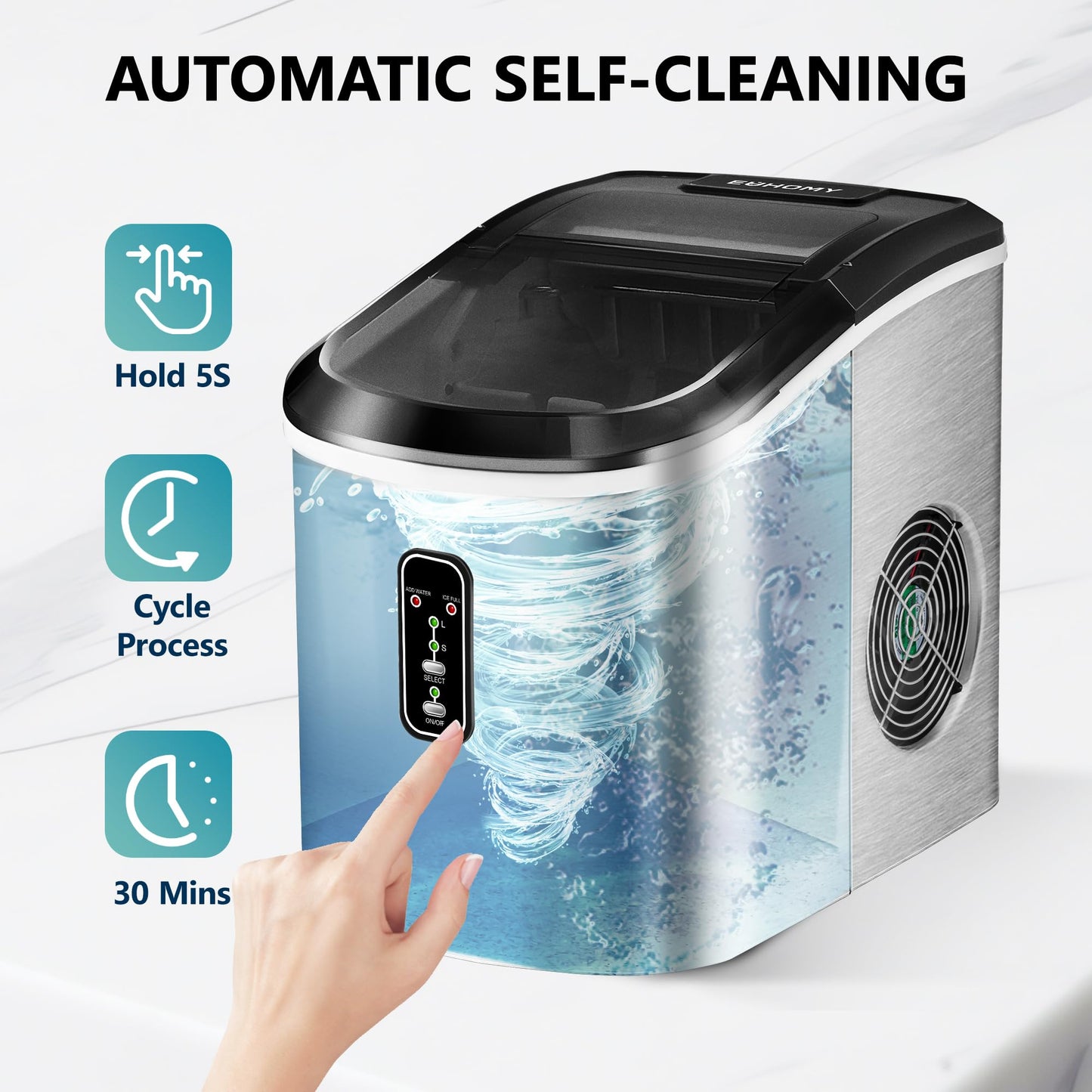 EUHOMY Nugget Ice Maker Countertop with Handle