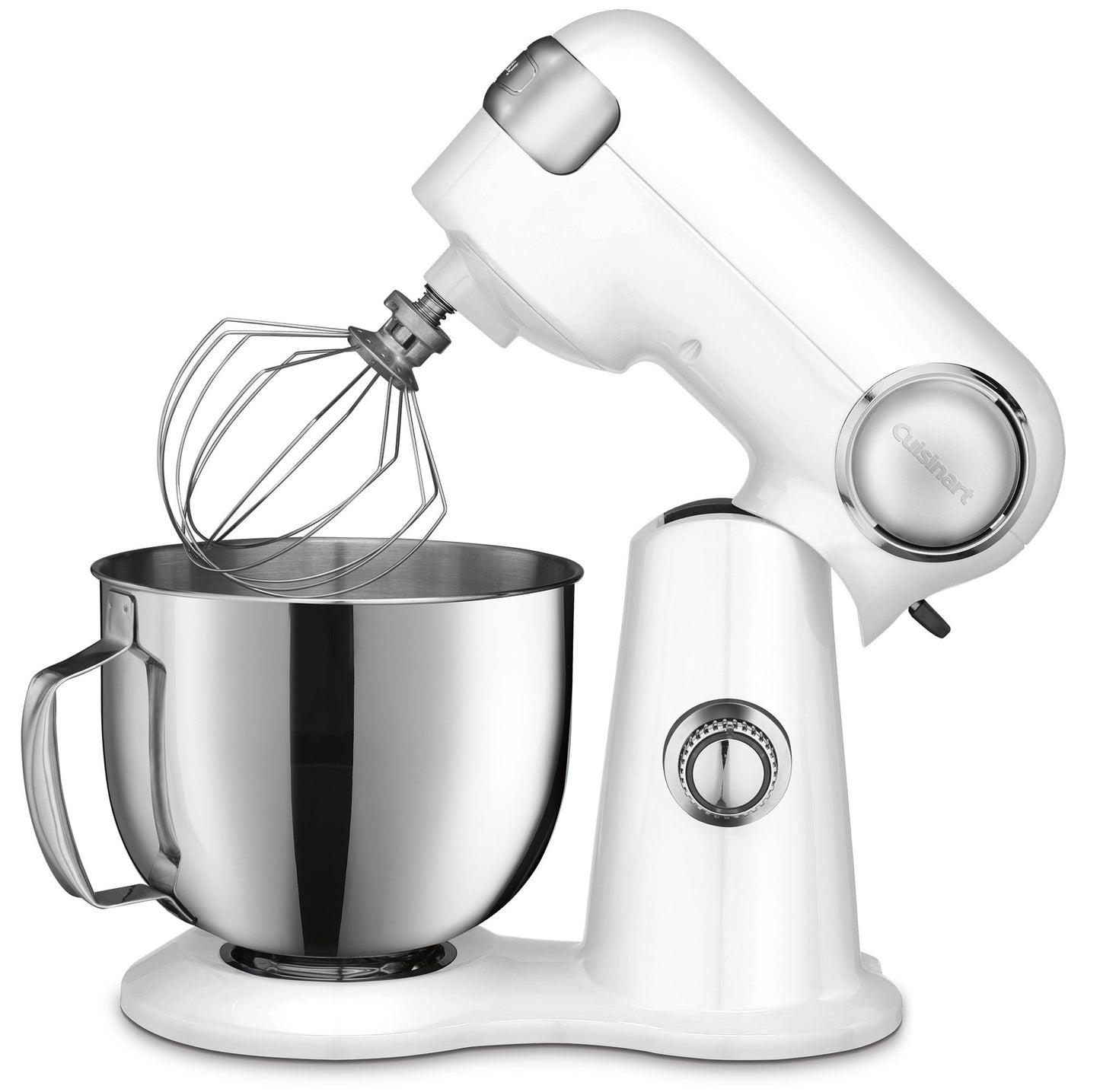 Cuisinart Stand Mixer, 12 Speeds, 5.5-Quart Mixing Bowl, Chef's Whisk, Flat Mixing Paddle, Dough Hook, and Splash Guard with Pour Spout, Silver Lining, SM-50BC, Silver Lining