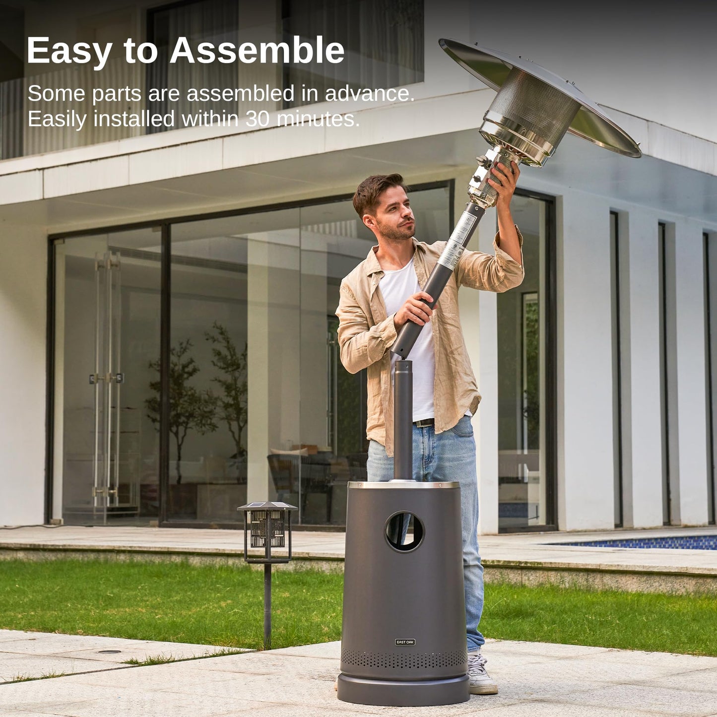 EAST OAK 50,000 BTU Patio Heater with Sand Box, Table Design