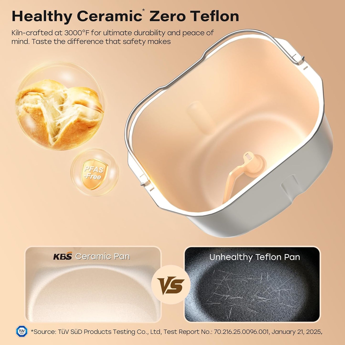 KBS Pro 710W Bread Maker, 2LB 17-in-1 Automatic Bread Machine with Healthy Ceramic Pan, Nut Dispenser, Tempered Glass Touch Panel, Stainless Steel Housing,3 Crust Colors, 15H Timer&Keep-Warm, Recipe