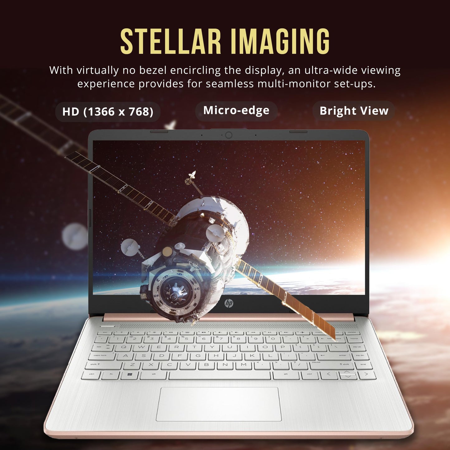 HP Stream 14" HD BrightView Laptop, Intel Processor N150, 16GB RAM, 416GB Storage