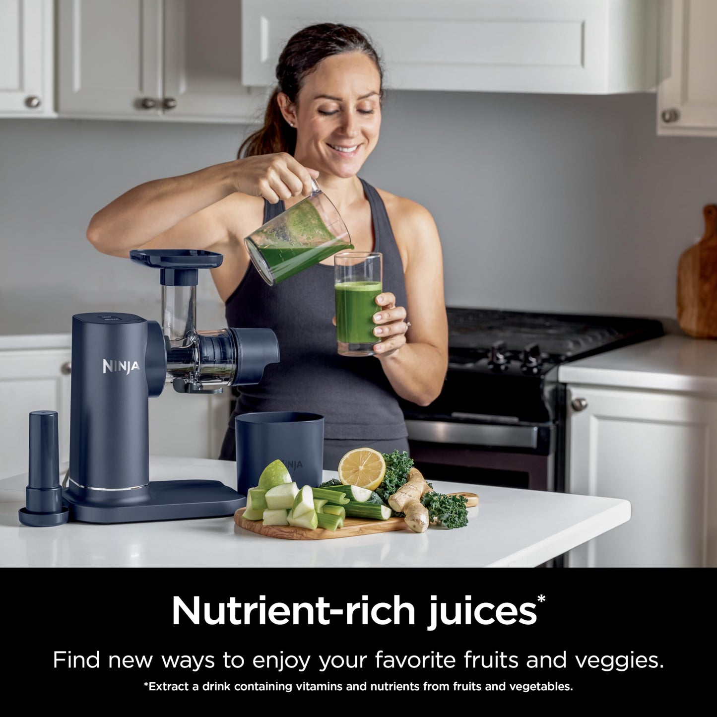 Ninja NeverClog Cold Press Juicer, Powerful Slow Juicer with Total Pulp Control, Countertop, Electric, 2 Pulp Functions, Dishwasher Safe, 2nd Generation, Charcoal, JC151