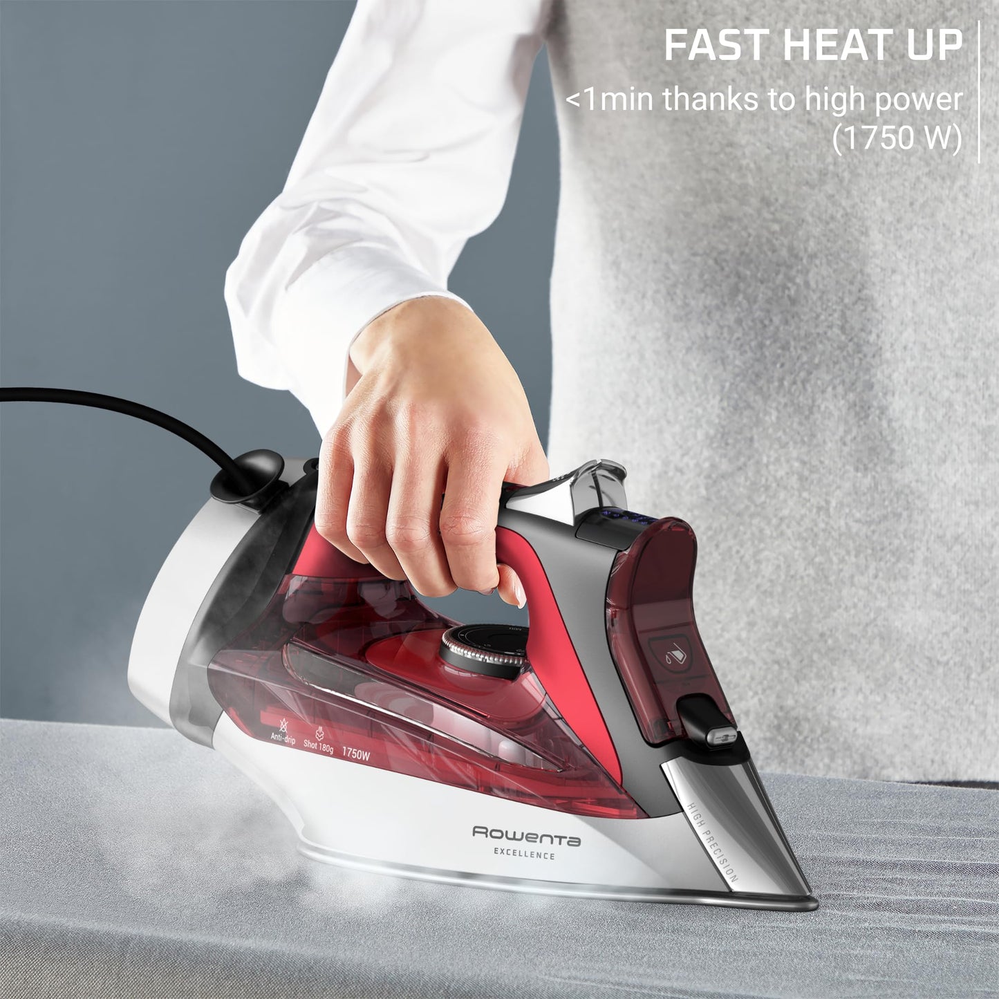 Rowenta Iron Steamer for Clothes, Focus Stainless Steel Soleplate