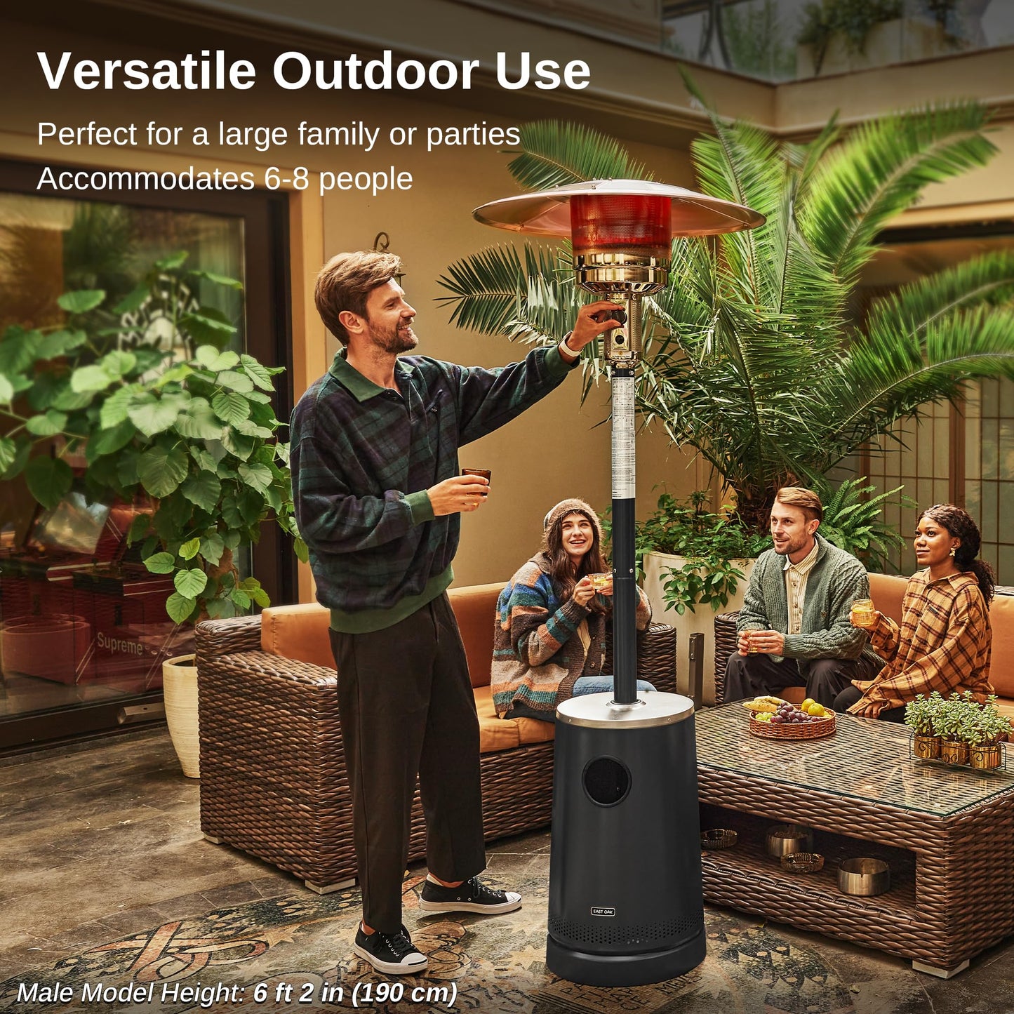 EAST OAK 50,000 BTU Patio Heater with Sand Box, Table Design