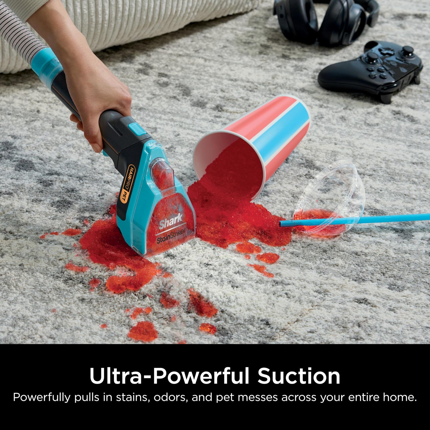 Shark StainStriker Portable Carpet, Upholstery & Area Rug Cleaner with Pet Mess Tool, Stain & Odor Remover, Perfect for Car Interiors, Includes 3 Cleaning Tools & Cleaning Solution, White, PX201