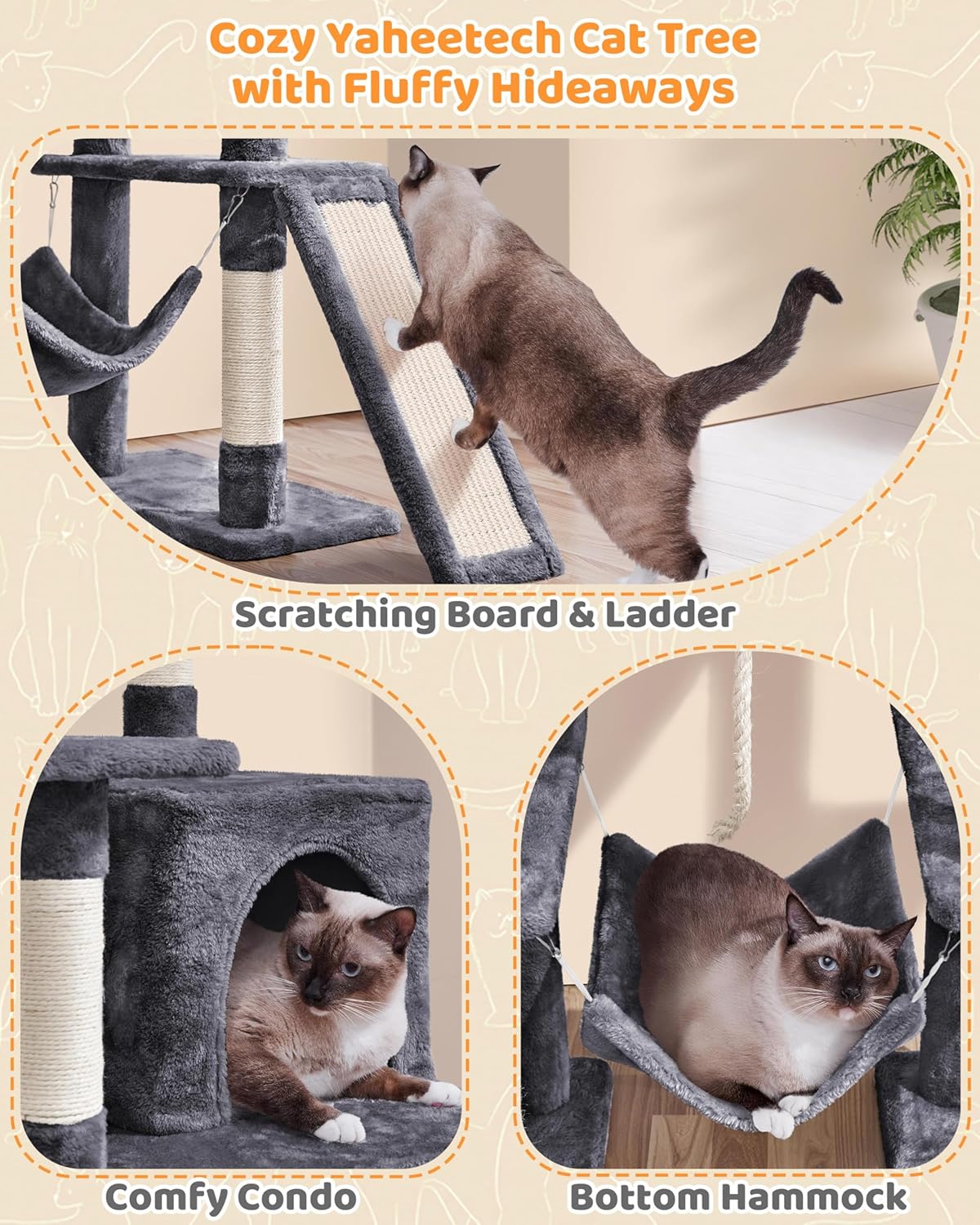 Yaheetech Large Multi-Level Cat Tree, 63 Inches Tall