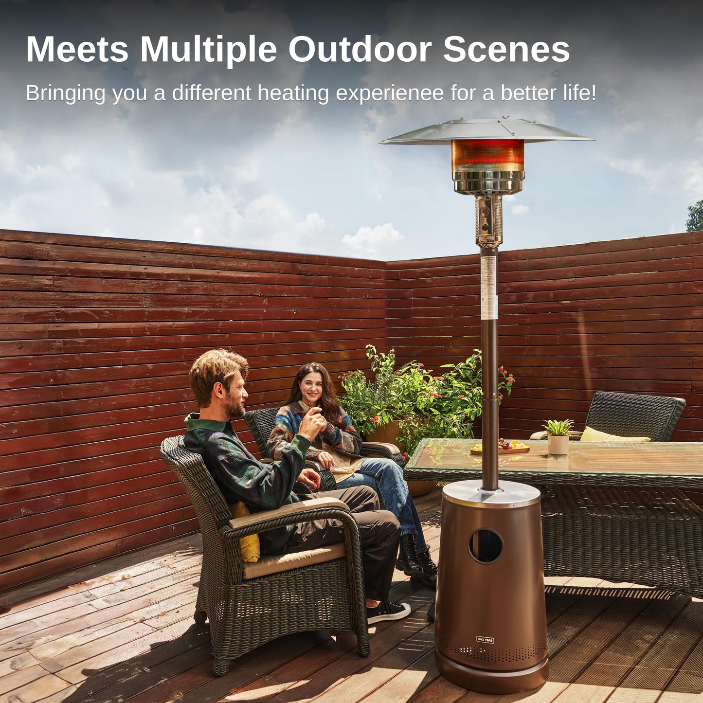 EAST OAK 50,000 BTU Patio Heater with Sand Box, Table Design