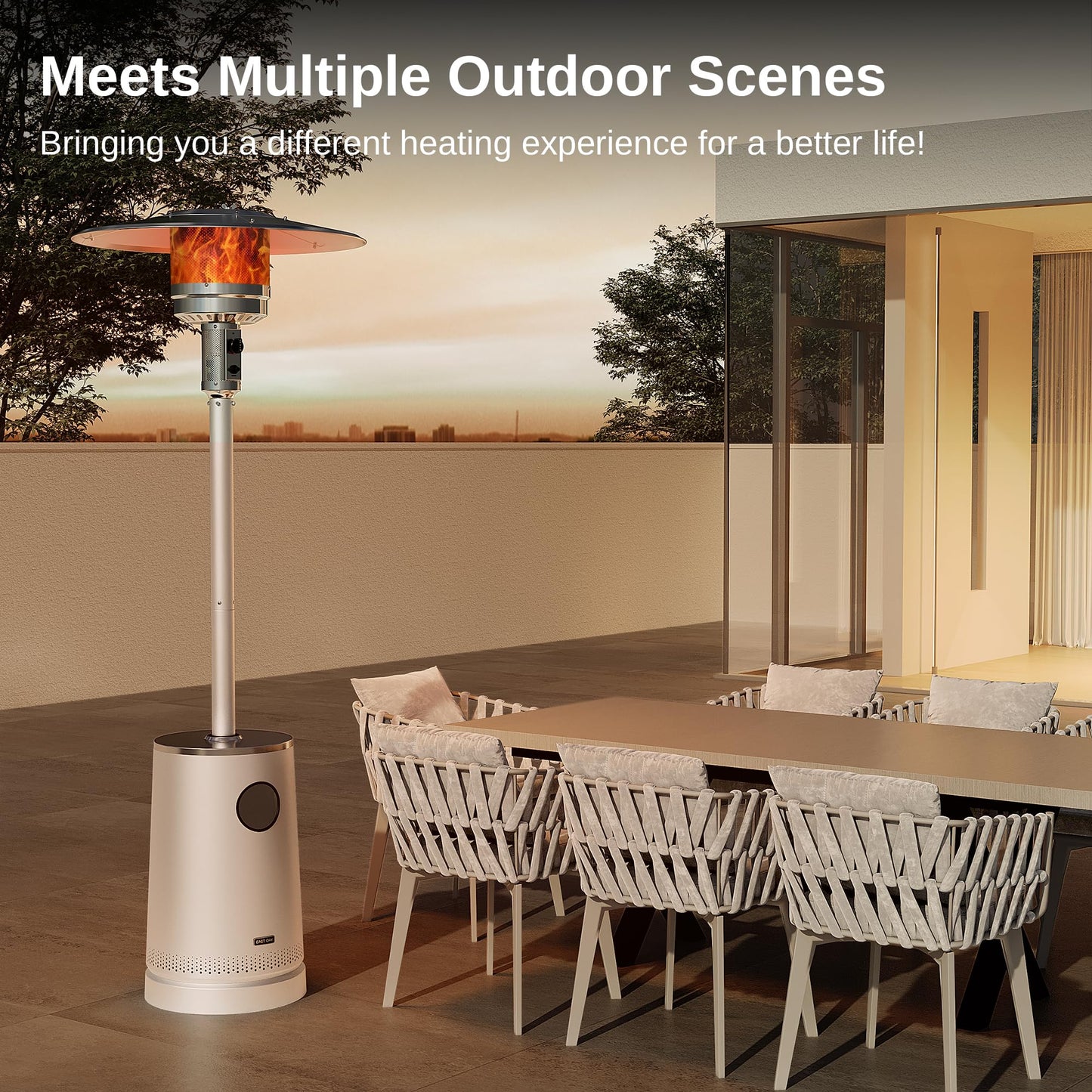 EAST OAK 50,000 BTU Patio Heater with Sand Box, Table Design