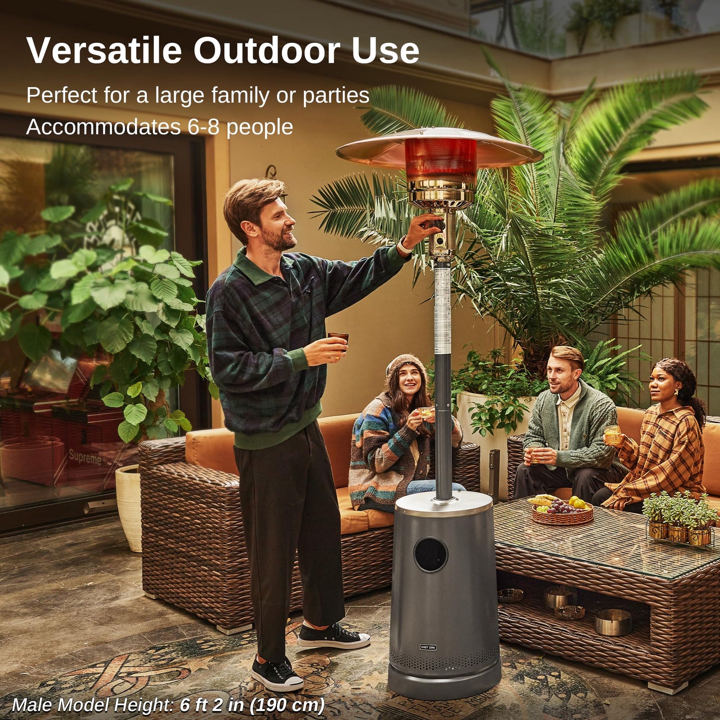 EAST OAK 50,000 BTU Patio Heater with Sand Box, Table Design