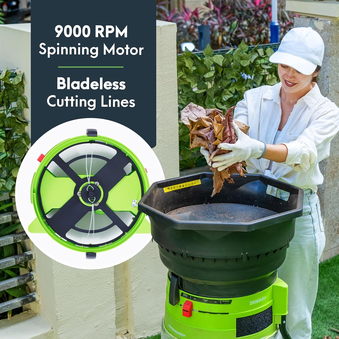XL Bladeless Leaf Shredder & Mulcher | Powerful 15 Amp, 9,000RPM Motor